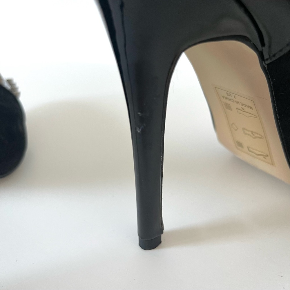 Vintage Y2K Shoe Dazzle Black Velvet Silver Spike Stiletto High Heel Shoe Size 7 - Picture 9 of 10